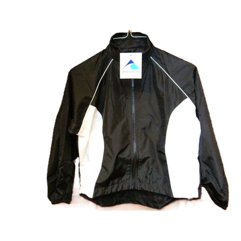 Augusta Sportswear Girls Windbreaker Size Small Black & White Zip Jacket